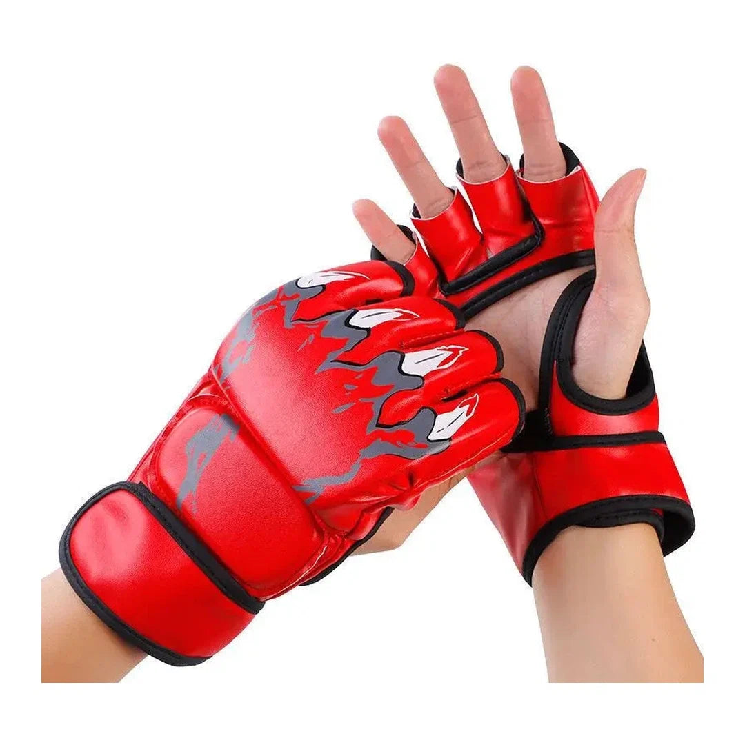 Luva de Boxe Meia Mão 10oz Endurafit vermelha com detalhes de arte frontal