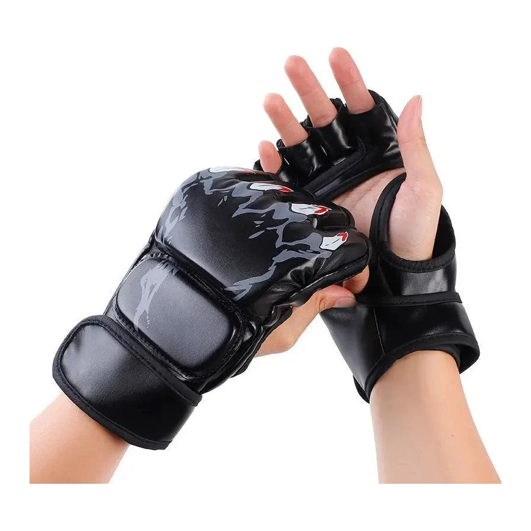 Luva de Boxe Meia Mão 10oz Endurafit preta com arte frontal cinza