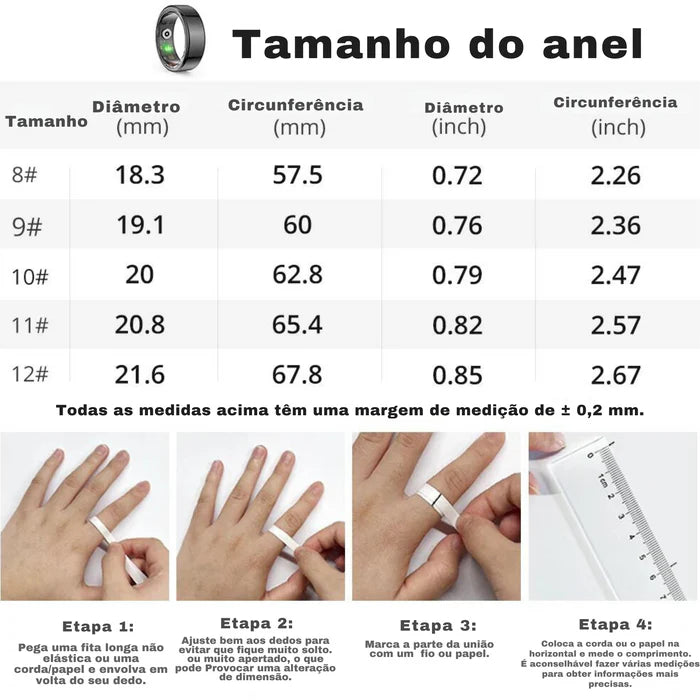 Anel Inteligente Monitoramento de Saúde e Desempenho - Endurafit