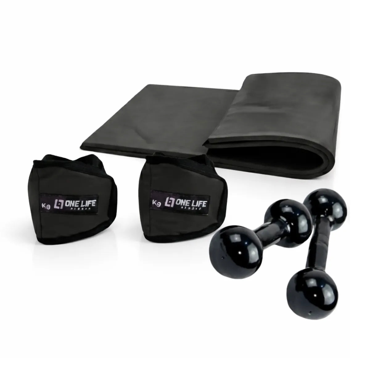 Kit Treino em Casa com Halteres, Caneleiras e Colchonete 1kg