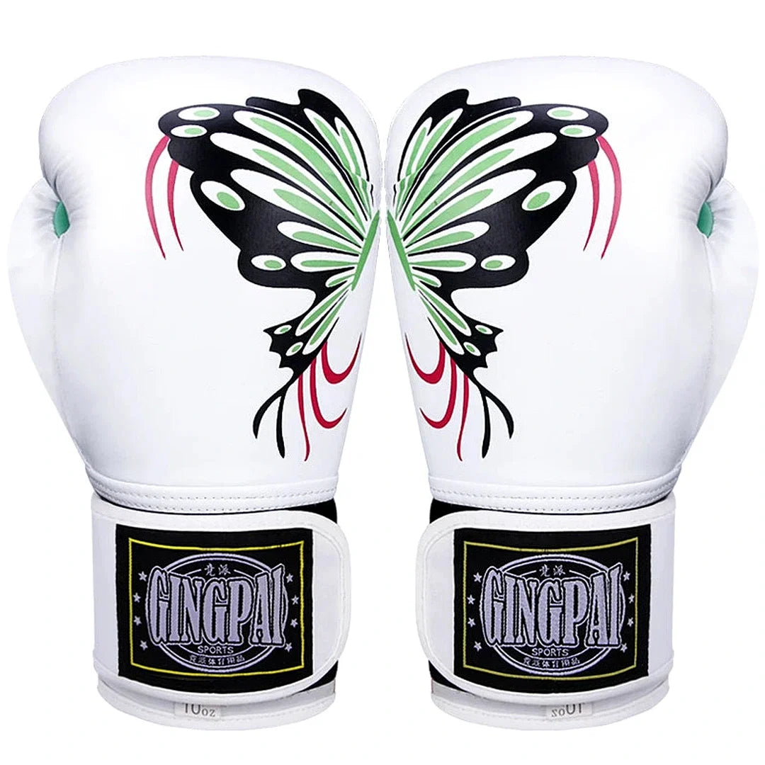 Luva de Boxe Feminina Butterfly Endurafit com estampa de borboleta verde