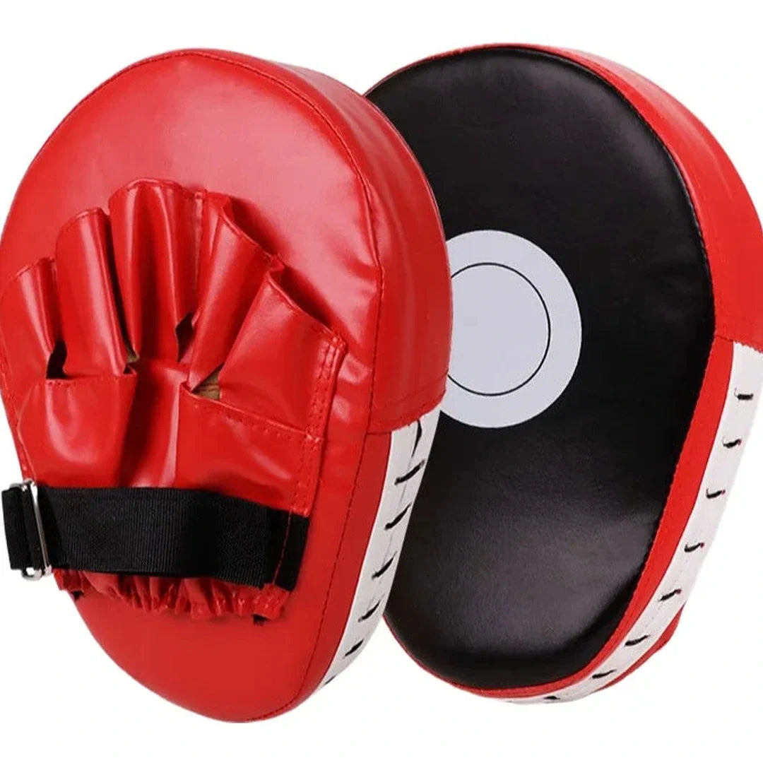 Manopla de Foco Endurafit vermelha em par com alvo circular para boxe e muay thai